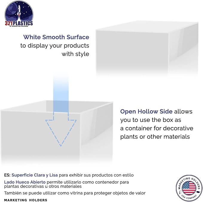Marketing Holders 4 Pack 12" x 12" x 32" Tall Box Pedestal Stand Glossy White 5 Sided Lucite Flower Tower Column or Product and Merchandise Platform