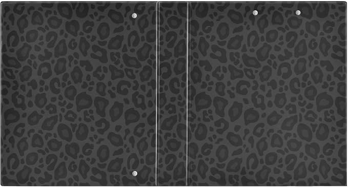 Black Cheetah Round Ring Binders 1.5 Inch Leopard 3 Ring Clipboard Binder for Office School Work Supplies File Folder 200 Sheet Capacity 2 Pieces