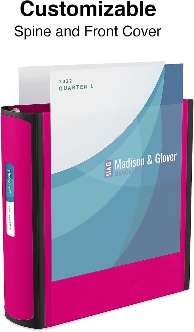 Staples Better Binder, 2-Inch D-Ring View, Pink, Holds 450 Sheets | Reinforced spine for durable everyday use in office and school settings.