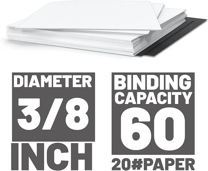 TOTiyea 100 Pack 3/8" Wire Binding spines,3:1 Pitch,60-Sheet,Letter Size | metal spiral binding coils,Black,0.8mm in thickness, Each spine has a 3:1 pitch and 32 double loops; 360-degree rotation