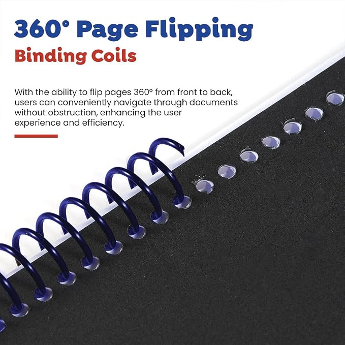 6mm (1/4 in.) Spiral Binding Coils for Reports, Presentations and Proposals | 4:1 Pitch | 12 in. Length | Blue | 30 Sheets Binding Capacity | 100 Pack