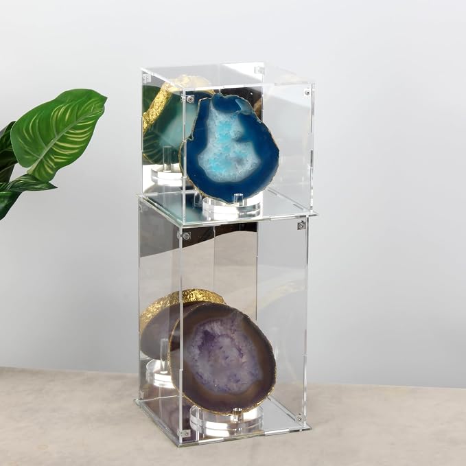 6x6x10Inch Assemble Clear Acrylic Box with Mirror Back and Base | Removable Display Case with Lid for Collectibles, Countertop Decorative Storage Box for Display Action Figures Jewelry