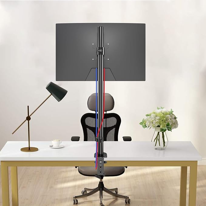 Pholiten Single Tall Monitor Stand Desk Mount，Extra Tall 31 Inch Fully Adjustable Monitor Mount for 13-32 Inch LCD Screen,Holds up to 22lbs | Fully Adjustable Tall Monitor Arm for 13-32 Inch LCD Screen, Holds up to 22lbs