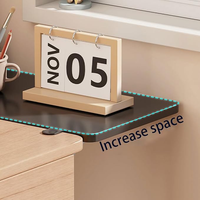 Desk Extender Tray, Punch-Free Clamp on 90° Foldable Keyboard Drawer Tray, Table Mount Armrest Shelf, Computer Elbow Arm Support (Wood Color, 27.6"*9.8"*0.5"/70cm*25cm*1.2cm)