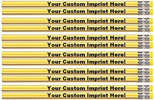 Personalized Custom Pencils - Round - Glitz & Glitter Full Color Print w/your name, message, text or logo - Customizable - Made in USA - Great gift ideas - 12/Set (GLOWING GOLD METALLIC FOIL)