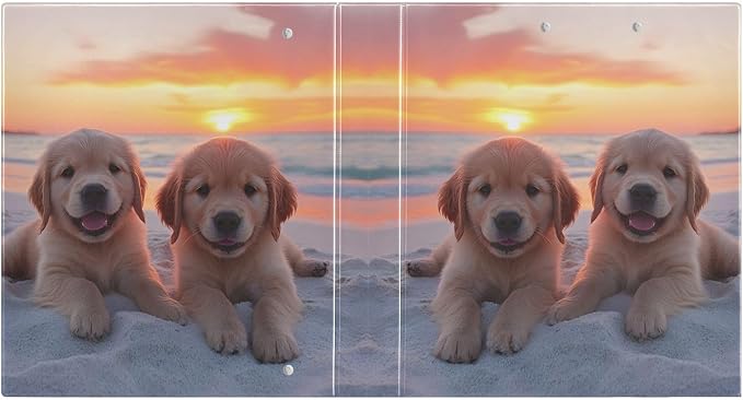 3 Ring Binder Golden Retriever Puppy Dogs 1.5" Round Ring Binders View Binder with 200 Sheet for Kids School Supplies Women Men Office, 1 Pack