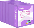 ViVin Sturdy 1.5 Inch 3 Ring Binder with 2 Pockets, 6 Pack, Purple | Slant-D Ring Binder, PVC-Free, Customizable Clear View Binder,Holds 350 Sheets of 8.5" x 11" Paper for Office, Home, School