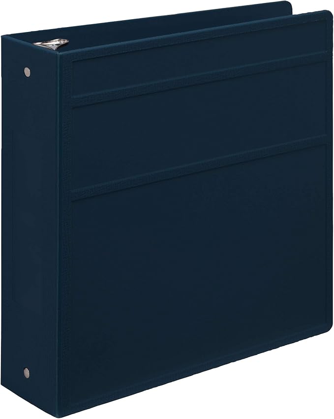 Carstens 3-Inch Heavy Duty 3-Ring Binder - Side Opening, Navy Blue, Durable Plastic, Precision No-Gap Rings, Waterproof Cover, No Pockets, Holds 400 US Letter Sheets, BPA-Free, Made in USA (1749-3R)