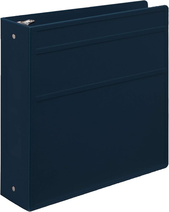 Carstens 3-Inch Heavy Duty 3-Ring Binder - Side Opening, Navy Blue, Durable Plastic, Precision No-Gap Rings, Waterproof Cover, No Pockets, Holds 400 US Letter Sheets, BPA-Free, Made in USA (1749-3R)