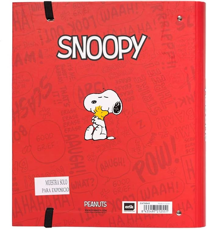 Grupo Erik 4 Ring Binder A4 - Snoopy Stationery | 10.6 x 12.6 inches - 27 x 32 cm - A4 Ring Binder Folder, Document Folder | Peanuts Snoopy Gifts for Dog Lovers