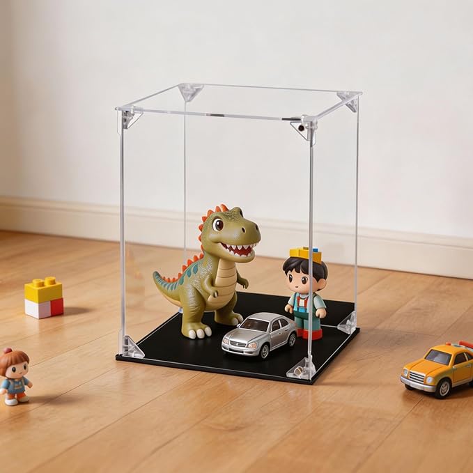 Display Case for Collectibles Assemble Clear Acrylic Box Alternative Glass Case for Display Action Figures Home Storage Organizing Toys (Internal dim 7.5X7.5X11 inch)