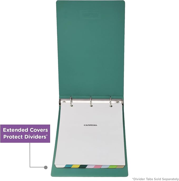Carstens 2-Inch Heavy Duty 3-Ring Binder - Top Opening, Teal, Durable Plastic, No-Gap Rings, Waterproof Cover, No Pockets, Holds 300 US Letter Sheets, BPA-Free, Made in USA (5872-3R), Case of 16