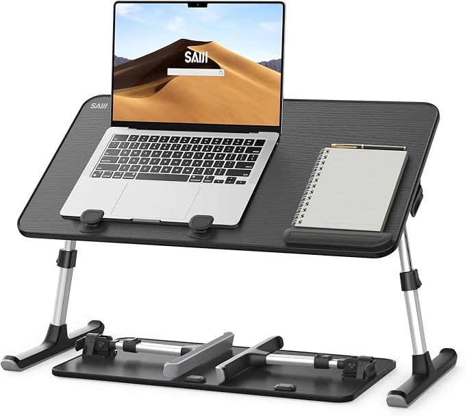 SAIJI Height & Angle Adjustable Lap Desk Laptop Stand for Bed | LightWeight Foldable Portable Laptop Table for Couch Sofa Chair Floor
