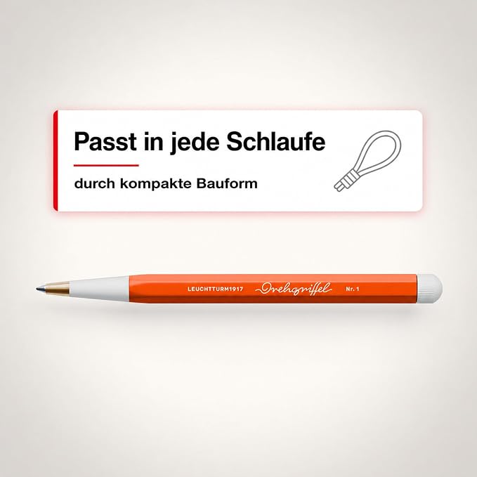 LEUCHTTURM1917 - Drehgriffel Writing Pen (Pumpkin) - Ballpoint Pen with Royal Blue Ink Included