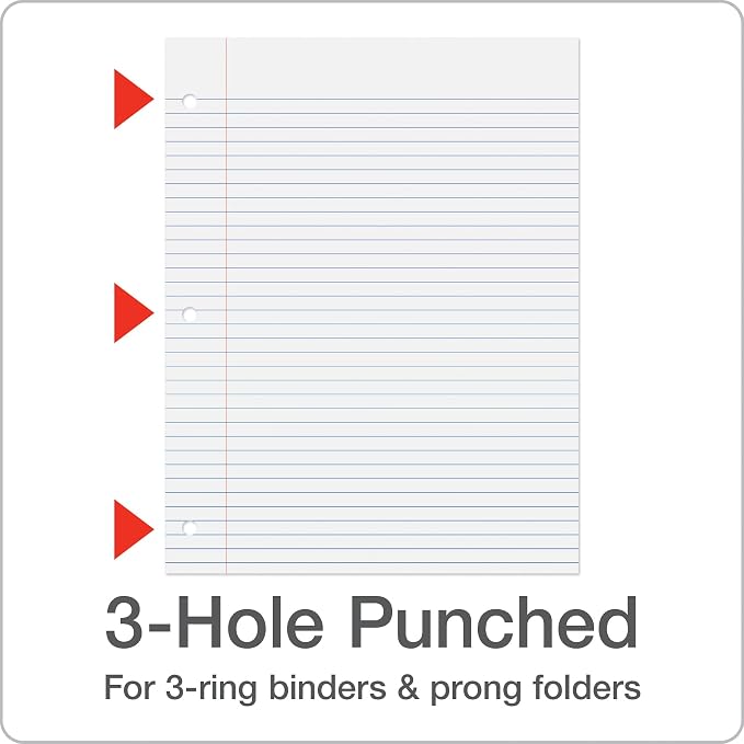 Oxford Loose Leaf Paper, 2000 Sheets, College Rule Filler Notebook Paper, 8-1/2" x 11", 3-Hole Punched Fits 3-Ring Binders, 4 packs of 500 (62331)