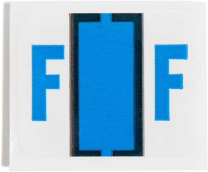 Smead BCCR Bar-Style Color-Coded Alphabetic Label, F, Label Roll, Blue, 500 Labels per Roll, (67076)