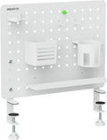 Mount-It! Clamp-On Desk Pegboard Organizer, White | Adaptable desk storage with shelf, cup holder & hooks for home office, gaming & crafting essentials.