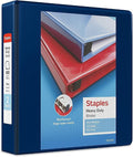 Staples Heavy‑Duty View Binder, 2" D‑Ring, Blue, Reinforced Spine, Durable 3‑Ring Binder for School, Office & Classroom Use
