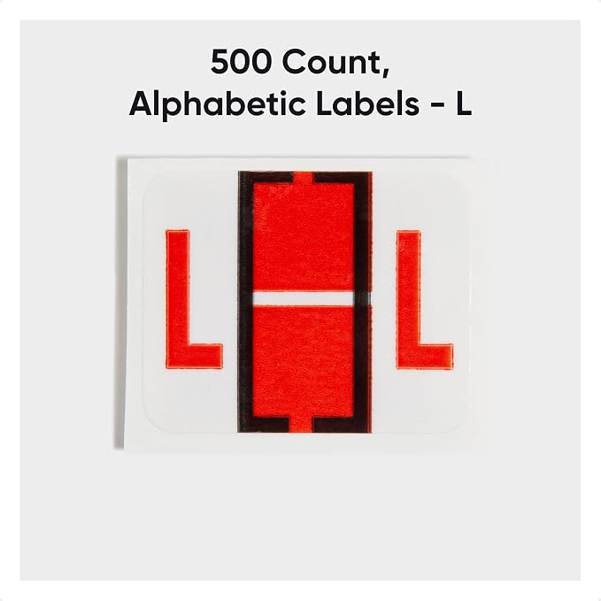 Smead BCCR Bar-Style Color-Coded Alphabetic Label, L, Label Roll, Dark Orange, 500 Labels per Roll, (67082)