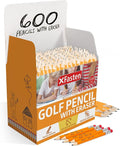 XFasten Golf Pencils, #2 HB Sharpened Pencils with Erasers, 3.5 Inch Half Size, Hexagonal, Bulk 600-Pack for Office Supplies & Art Supplies