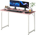 PayLessHere | 47 Inch Computer Desk | Pink | Office Desk with Metal Frame, Adjustable Feet | Water-Resistant, Scratchproof Surface | Sturdy Writing Table for Home Office or Study | Pack of 1