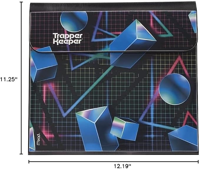 Mead Trapper Keeper Binder, Retro Design, 1 Inch Binder with Folders and Pockets, Holds 8-1/2" x 11" Paper, Shapes (260038CQ1-ECM) (Pack of 6)