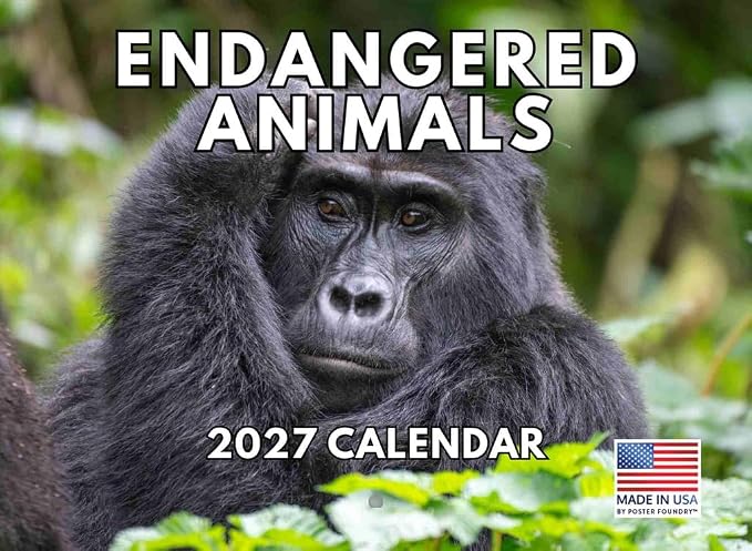 Endangered Animals Calendar 2027 Wildlife Monthly Wall Calender 12 Month