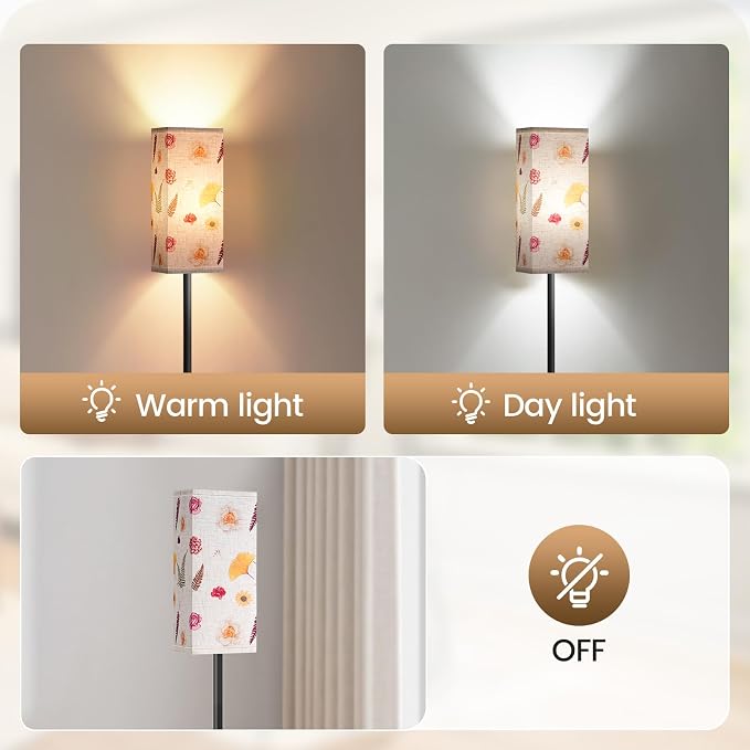 64.6" Floor Lamp, Pole Lamp with Foot Switch, Modern Standing Lamp, Minimalist Freestanding Lamp (Bulb Not Included), for Living Room, Bedroom Office ETL Listed, Black and Printed X07LD05