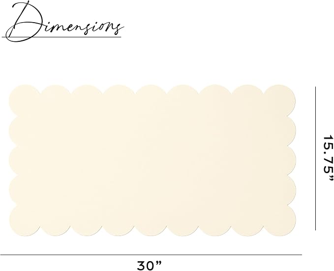 Orelle Scalloped Desk Mat | Vegan Leather Desk Mat for Keyboard and Mouse, Laptop, Makeup Vanity | Computer Desk Pad Mat | Office Desk Cover Mat | Desk Blotter Mat | 30 x 15” | Cream