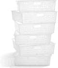 Geetery 6 Pack Classroom Storage Baskets with Handle,Clear | 14''x10'' Paper Tray Holds A4 Turn in Trays Plastic Paper Baskets Desk Organizer Bin for Classroom, Library, Office, Home