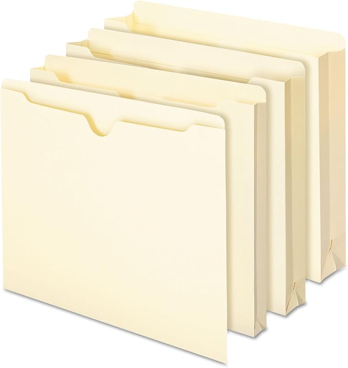 Smead File Jacket, Reinforced Straight-Cut Tab, Flat-No Expansion, Letter Size, Manila, 100 per Box (75500)