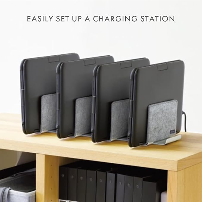 Sonic Utlim Vertical Laptop Stand for Desk, Dock Holder with Felt Cover, Desk Organizer, Storage and Stand for All MacBooks, Windows Laptops, Tablets, and Smartphones, UT-5352-W