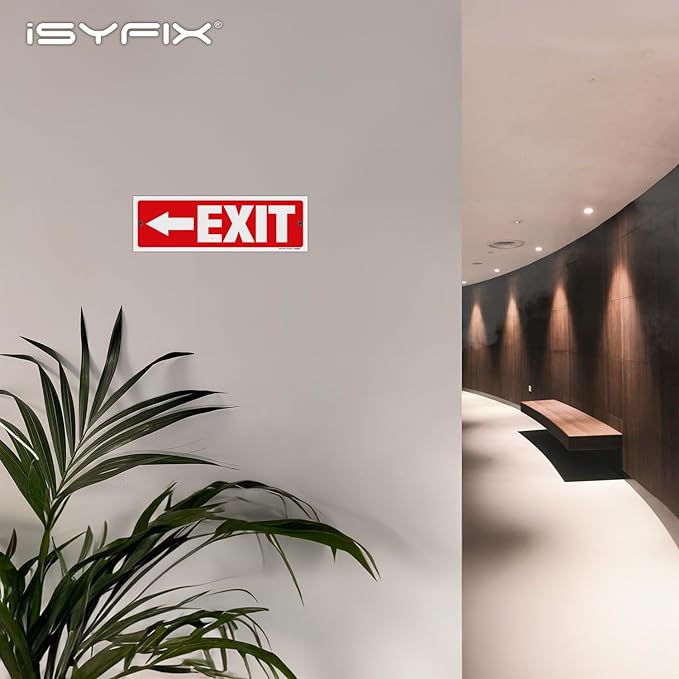 iSYFIX Exit Signs - 6 Pack 12x4 Inch Directional Left Arrow Signs, 40 mil Polystyrene Plastic, UV Laminated, Scratch & Fade Resistant, Waterproof - Ideal for Office, Theater, School, Business