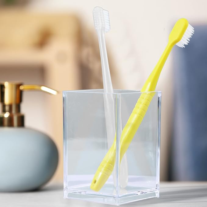 Crtiin 20 Pieces Acrylic Pencil Holder Makeup Brush Holder Pen for Desk Pencil Cup Acrylic Desk Accessories Desktop Stationery Organizer for Office School Home Supplies(Clear)