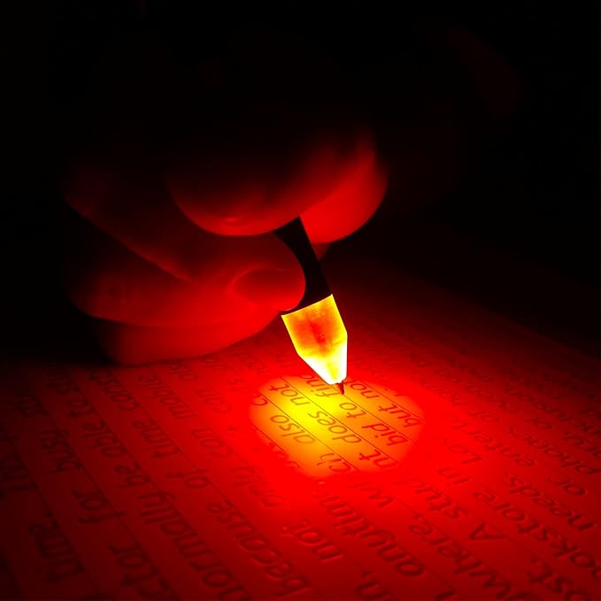 Penyeah Lighted Tip Pen for Writing In The Dark, Heavy, White & Red Light