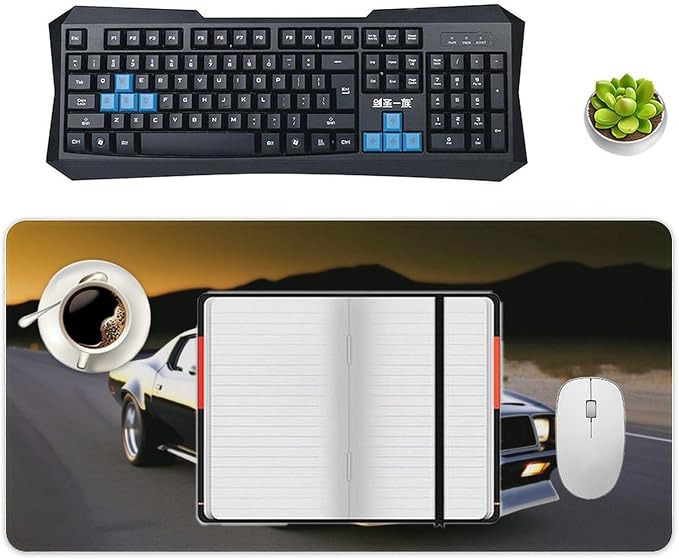 Classic American Muscle Car Mouse Pad Gaming Cool Mousepad Large Computer Desk Pad Mat with Non-Slip Rubber Base Vintage Office Desk Accessories 23.6" X 11.8"