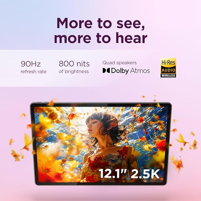 Lenovo Idea Tab Plus - Lightweight Tablet - 12.1″ 2.5K IPS Touchscreen Display - 90Hz - MediaTek Dimensity 6400-8GB Memory - 128GB Storage - Integrated Arm Mali-G57 MC2 - tab Pen & Folio case