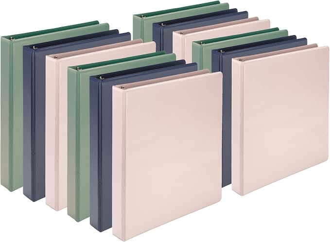 Samsill Plant-Based 1 Inch Durable D-Ring, View Binder, Eco-Friendly, USDA Certified Biobased, 12 Pack, Boho Assortment