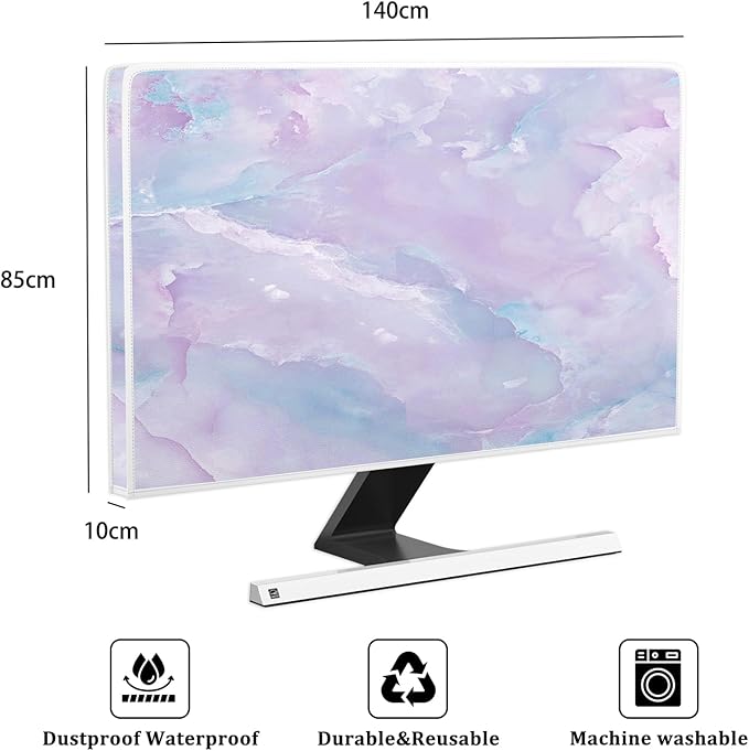 Baocicco Violet Marble Waterproof 58, 59, 60 Inch TV Dust Cover Anti-Static Dustproof Abstract Creative Desigen Television Accessories TV LCD Screen Texture TV Decoration for LED LCD OLED TVs