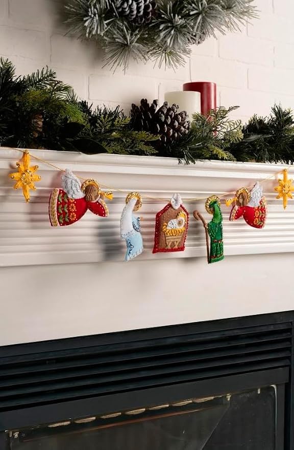 Bucilla, Felt Applique Garland Kit, Nativity, Perfect for DIY Arts and Crafts