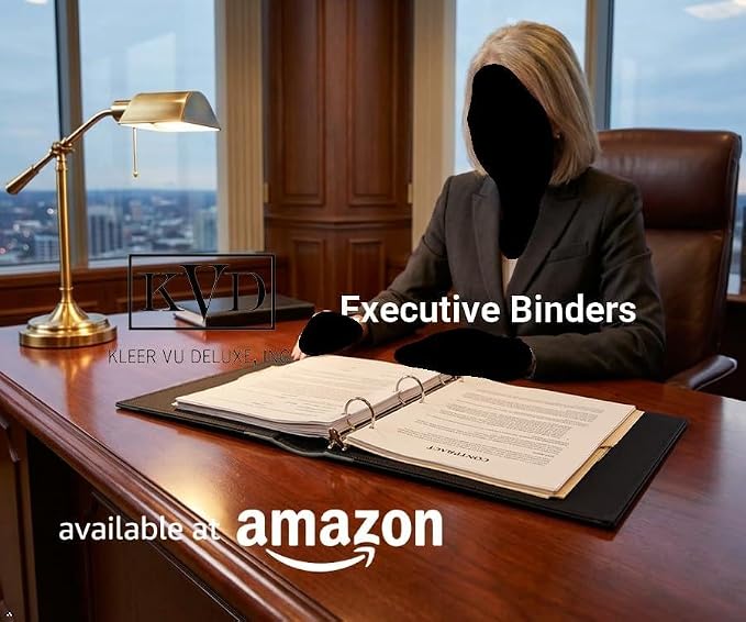 Executive Binder, English Leather 2 Tone with Stitching and Ribbed Spine, Heavy Duty 3 D-Ring with Boosters, Black (1" inch, 1PK)