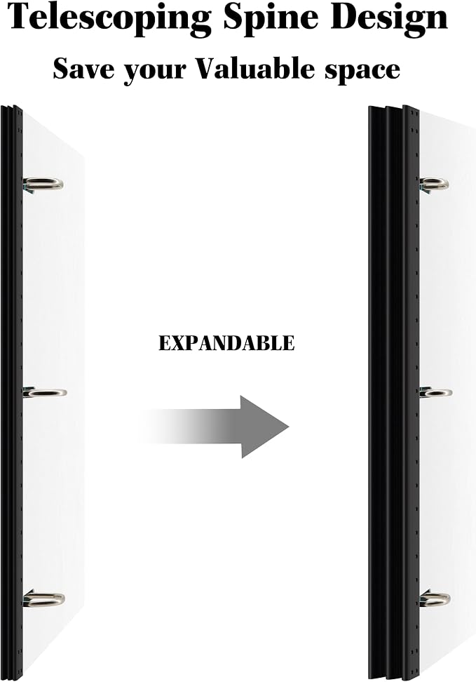 INFUN 1 Inch Telescoping 3 Ring Binder- 4 PCS-White, Portable Plastic Binder with Telescoping Spine, 3 Ring Binders with Foldable Front Cover Holds 8.5" x 11" Paper for School,Office and Homes