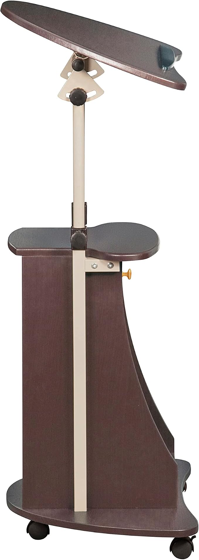 Techni Mobili Sit-to-Stand Rolling Adjustable Storage Medical Laptop Computer Cart, Chocolate, B005 | Adjustable Height Rolling Laptop Cart w/Tilting Top, Storage Shelf, Locking Wheels, Sit to Stand Desk,Mobile Podium,Chocolate