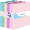 Fulmoon 6 Pack 1 Inch Plastic 3 Ring Binders with Pockets, Pastel Colors | Flexible Covers with Round Rings and Front Pockets for Organizing Papers at School, Office, Meetings and Presentations