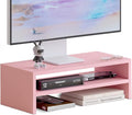 DS502P TEAMIX 20 inch Pink Monitor Riser Stand - 2 Tiers, Wood Desktop Bookshelf