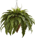Nearly Natural 26in. Giant Boston Fern with Cone Hanging Basket