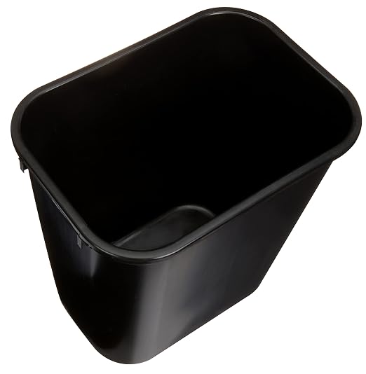 Amazon Basics Rectangular Plastic Office Wastebasket,14.4"L x 10.3"W x 15"H, 7 Gallon, Easy to Clean, Black, Pack of 2