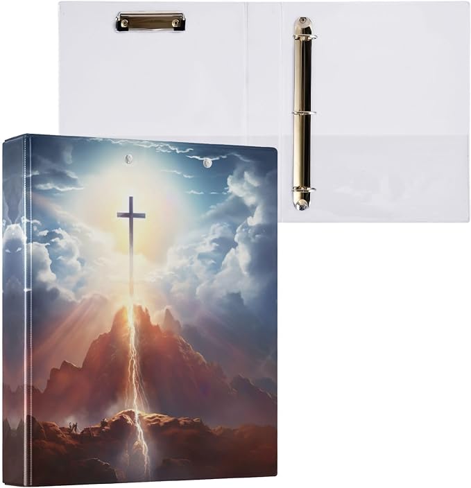 SPRIPORT Lighting Sky 1.5 Inch 3 Ring Binder Holds 200 Sheets for Office Supplies Durable PVC Round Ring Binder with Interior Clear Pockets 3 Ring Notebook Binder for Woman Man Work Home