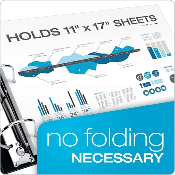 Cardinal 12122 Premier Easy Open 11 x 17 Locking Slant-D Ring Binder, 1 1/2" Cap, Black