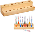 Cinnvoice Wooden Marker Stand Marker Pen Holder Storage Organizer for Classroom Display Stand Paint Brush Holder for Organization Storage Supplies(16 Holes)